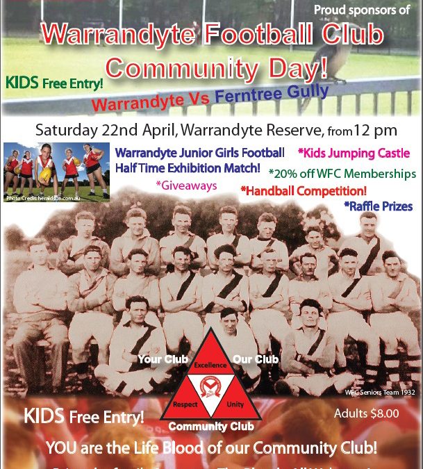 Warrandyte Football Club Community Day – 22nd April