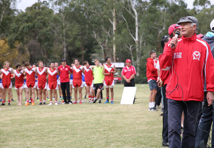 Ceremony of unfurling of three premiership flags